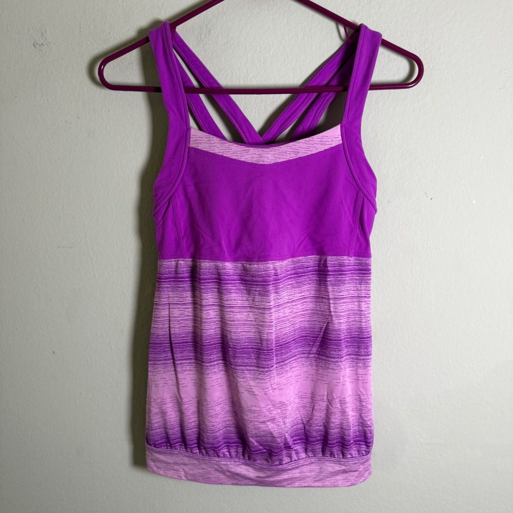 Athleta Womens Purple Ombre Space Dye‎ Strappy Criss Cross Back Tank Top Small